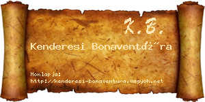 Kenderesi Bonaventúra névjegykártya